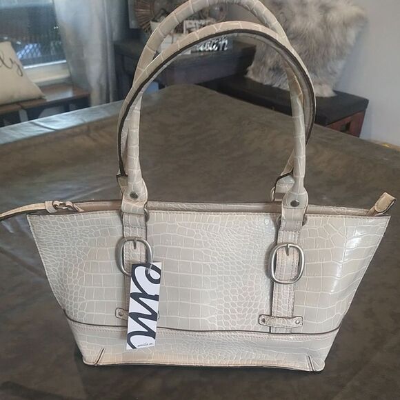 Emilie M. Animal Print Satchel Bag Beige Nwt Y2K Boho Cottage Core Classic - Picture 1 of 10